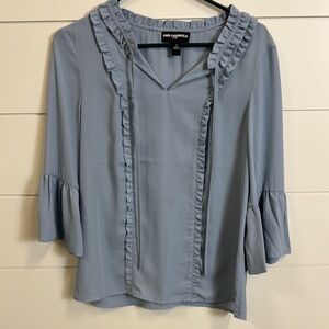 Karl Lagerfeld Women's Blue Ruffle Top